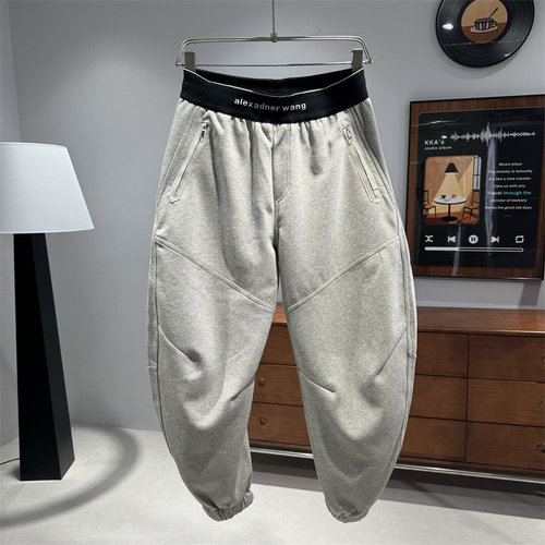 拼接设计感弯刀裤男宽松百搭束脚