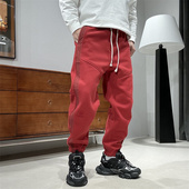 立体剪裁拼接条纹束脚裤 松紧腰抽绳休闲运动裤 男新款 潮流百搭卫裤