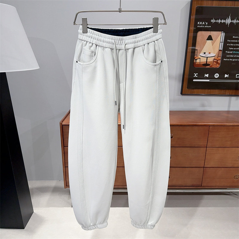 简约纯色百搭束脚裤男2026新款卫裤松紧腰抽绳休闲运动裤宽松长裤