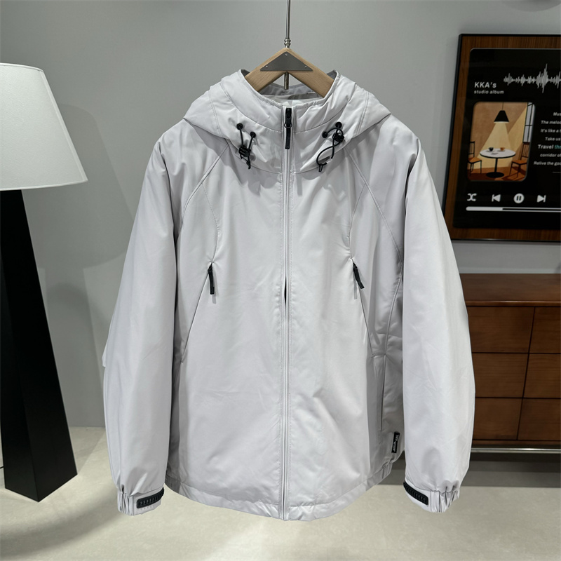 秋冬拉链口袋连帽羽绒服