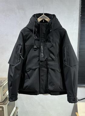 新款90白鸭绒冲锋衣男冬季加厚保暖多口袋工装外套时尚百搭羽绒服