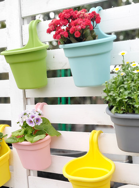 手耕田挂钩绿植花盆半圆形绿萝花盆墙面吊篮盆储水壁挂花盆 单钩