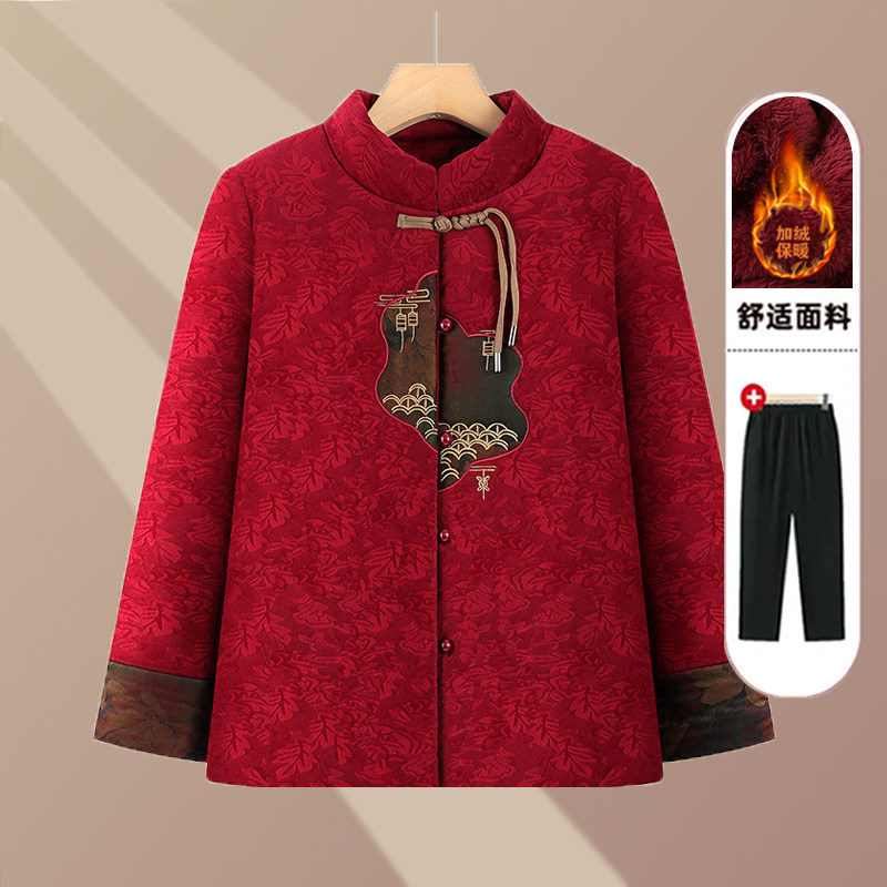 中年妈妈装唐装棉衣女老人国风外套高档奶奶装加绒加厚棉袄老太太,女装/女士精品,中老年女装,淘宝优惠券,粉丝福利购,淘宝优惠卷