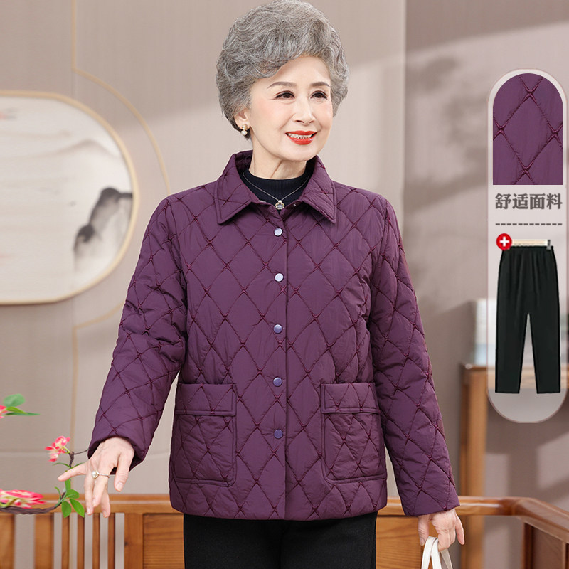 中老年女轻薄夹棉减龄棉服