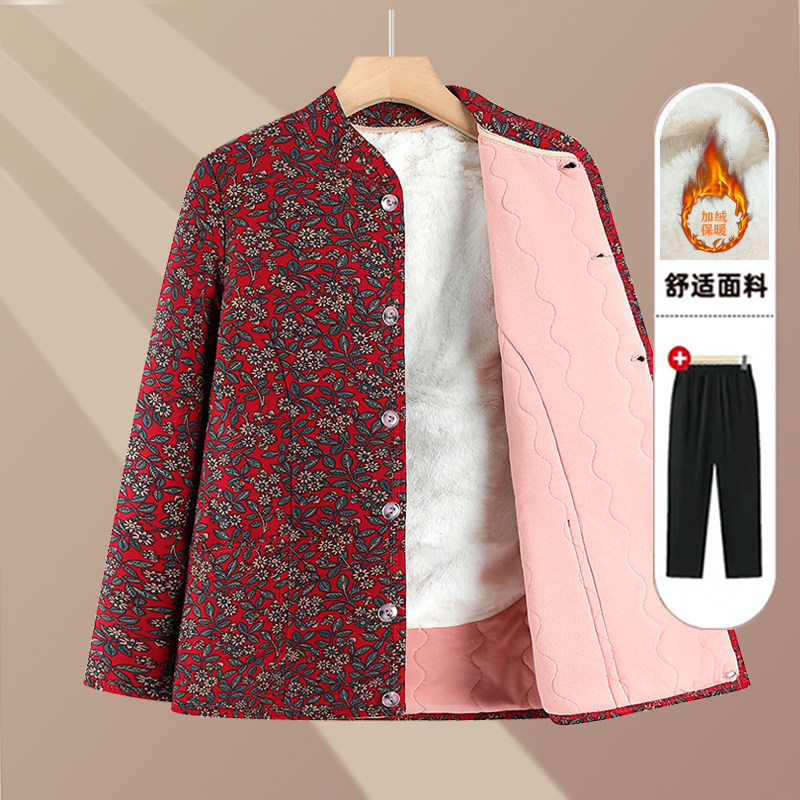 奶奶棉服60岁中老年人女装加绒