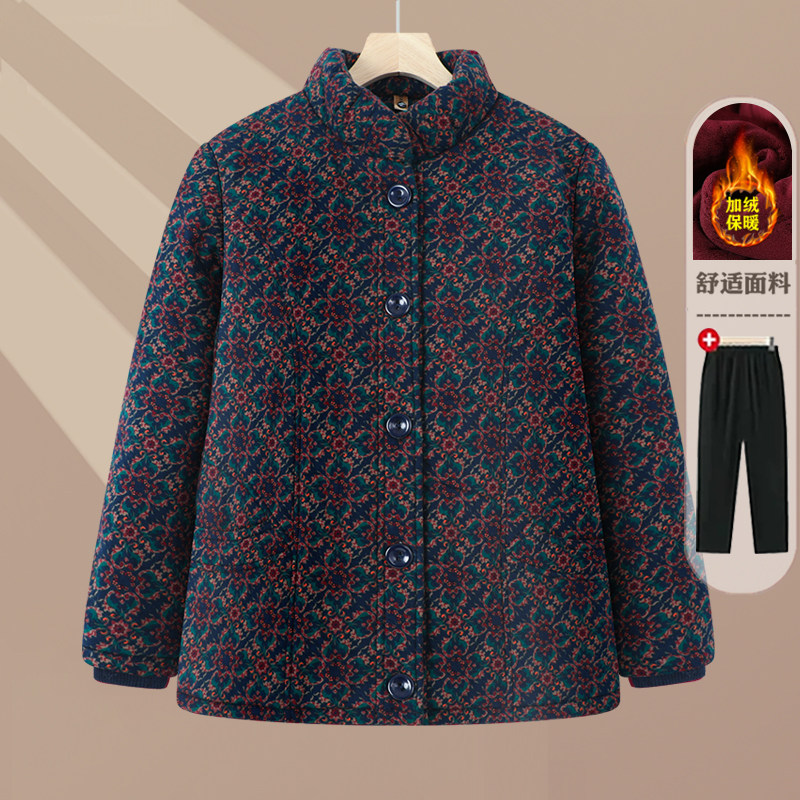 中老年妈妈装秋冬加厚保暖棉服