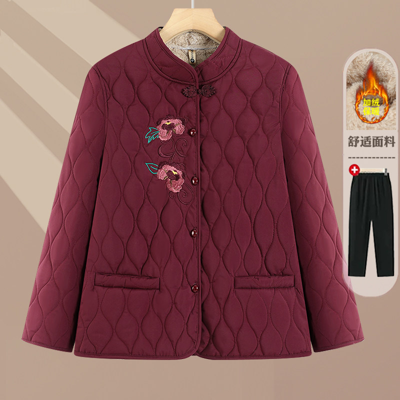 秋冬加绒保暖洋气妈妈棉服