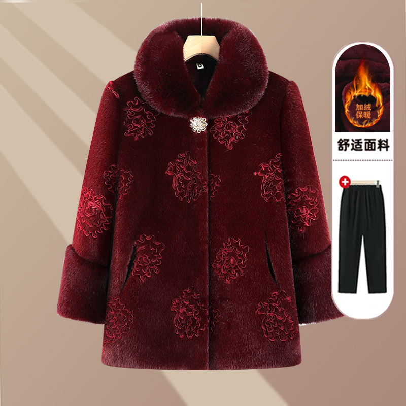 妈妈款中长款加厚外套中老年冬装女奶奶秋冬季大衣老太太保暖棉袄