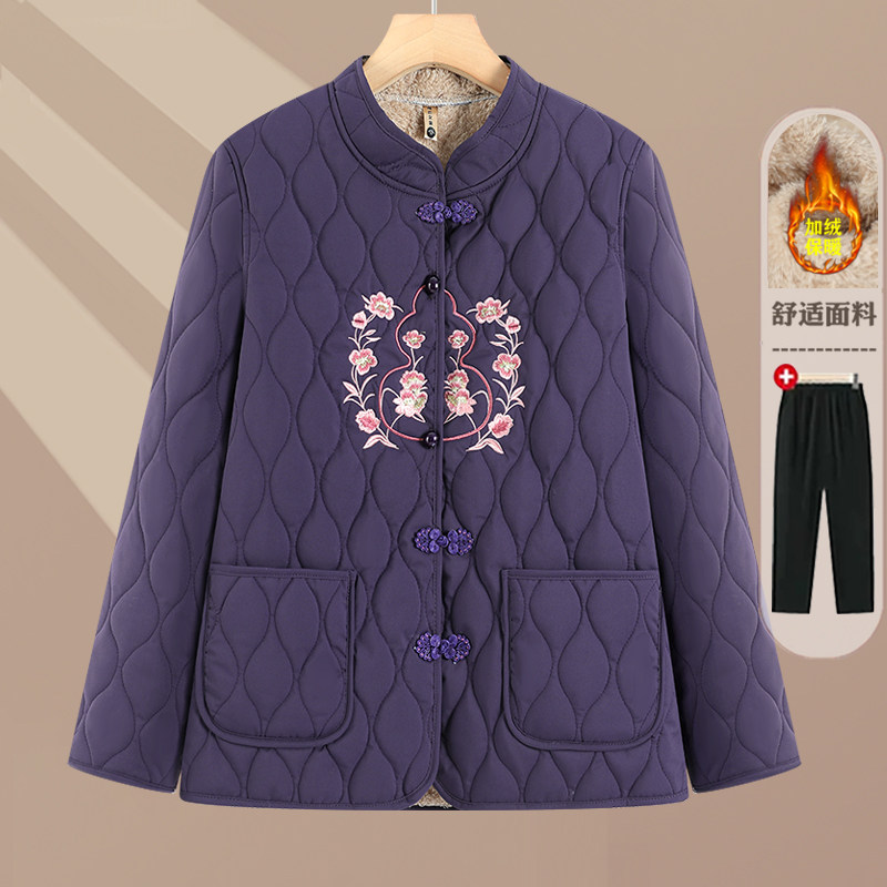 中老年女轻薄短款棉服秋冬新款
