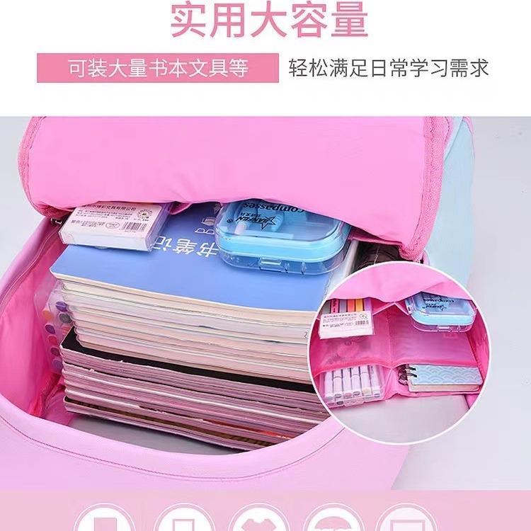 2轻022新款六小学生渐变书包一三年级女孩超童护脊减负双肩儿博学