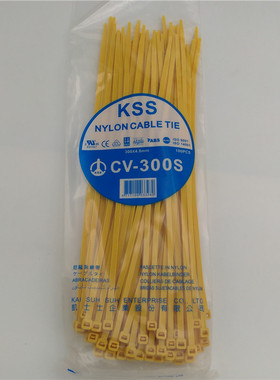 凯士士黄色扎带台湾KSS彩色尼龙扎带黄色CV-300SYW 进口KSS扎带