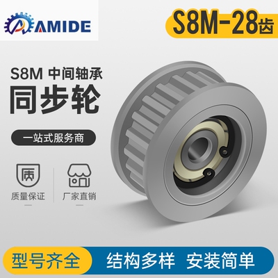 同步带轮S8M28齿 中心轴承 涨紧轮 调节导向轮惰轮AHTF28S8M150