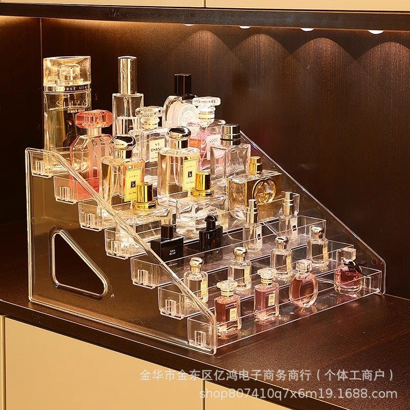 多功能透明香水置物架桌面收纳盒亚克力化妆品眼影指甲油展示架子
