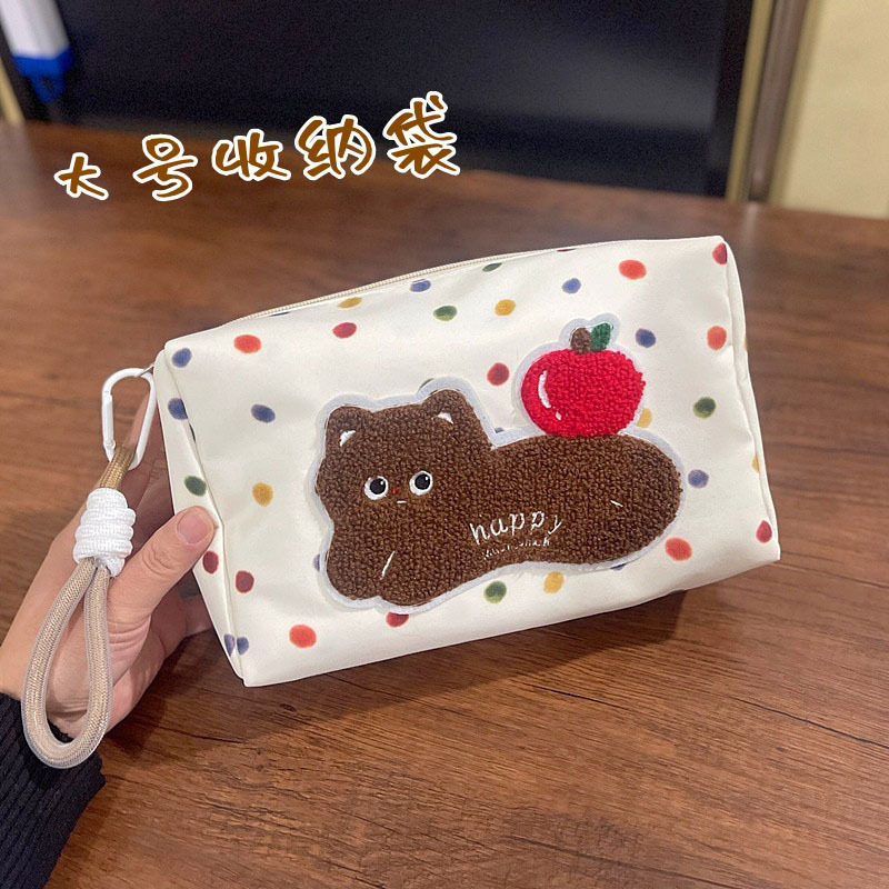 韩国小猫化妆包刺绣收纳包旅行整理袋手拎包逛街手拿包女旅行收纳
