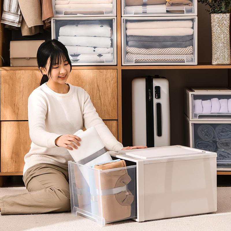 加厚抽屉式收纳箱家用透明内衣衣服收纳柜衣物整理箱抽屉收纳盒