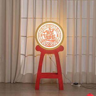 元旦新年装饰木质小鼓发光大鼓春节装饰摆件商场酒店年会场景布置