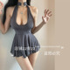 ZZ骨ZZ 性感情趣显胸连衣裙短裙睡裙 纯欲风女人味挂脖式 夏季 新款