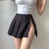 欧美性感热辣侧拉链开叉学院纯欲短款 新款 百褶裙短裙 夏季 ZZ骨ZZ