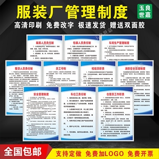 服装厂管理制度裁剪包赚检验员车位工仓管员工整烫人员工位职责牌