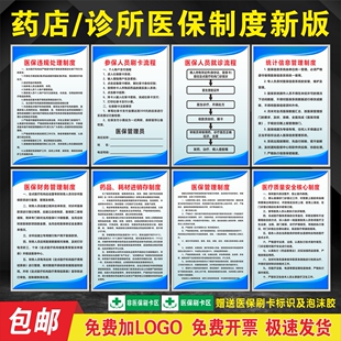 医保管理制度牌费用结算统计信息医疗核心安全诊所药店规章制度牌