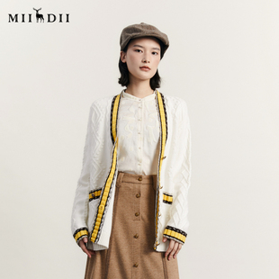 234MZ1870 毛衫 谜底针织开衫 冬学院风提花中长款