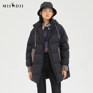 谜底撞色白鸭绒连帽羽绒服加厚保暖229MY6185