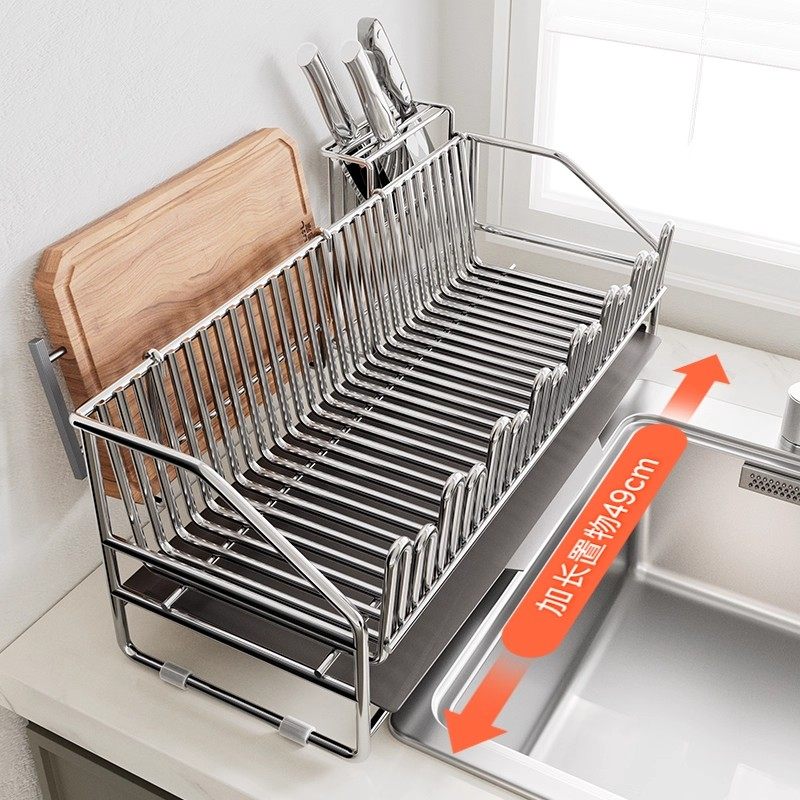 日本进口厨房不锈钢碗碟沥水架多功能碗盘碗筷收纳架沥水篮置物架