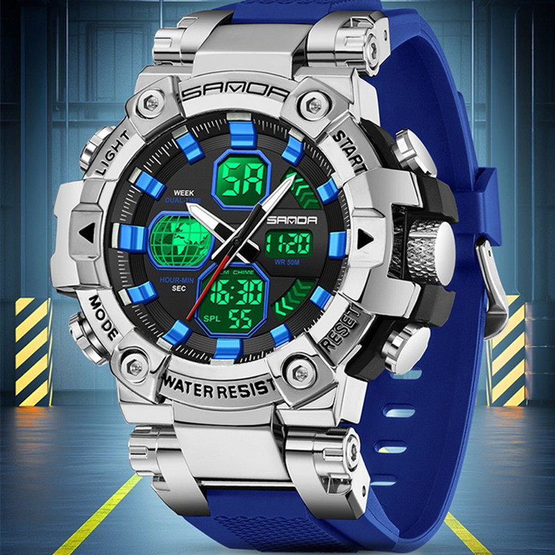 2025新款男士手表帅气炫酷金刚狼双显多功能防水夜光学生电子男表