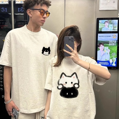 特别的情侣装t恤短袖2025新款夏季感不一样潮流纯棉衣服套装