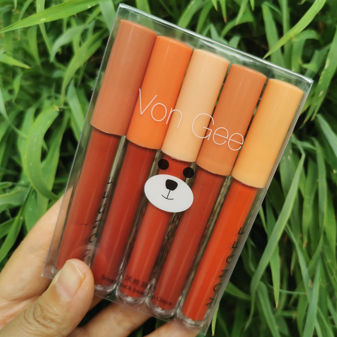 五只小黑熊唇釉套装哑光丝绒口红显白不易粘杯不掉色学生口红套盒