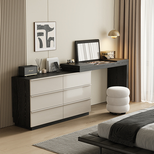 七号公寓 意式极简翻盖化妆台覆古风斗柜一体卧室现代简约化妆桌