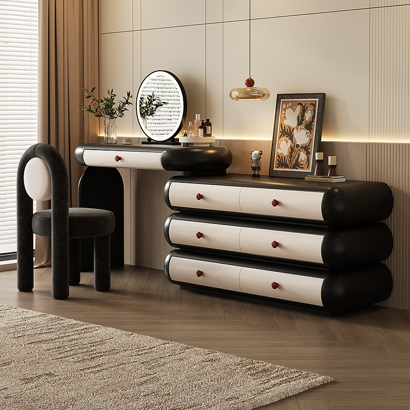 七号公寓 化妆台斗柜一体覆古风卧室简约现代2025新款化妆桌实木