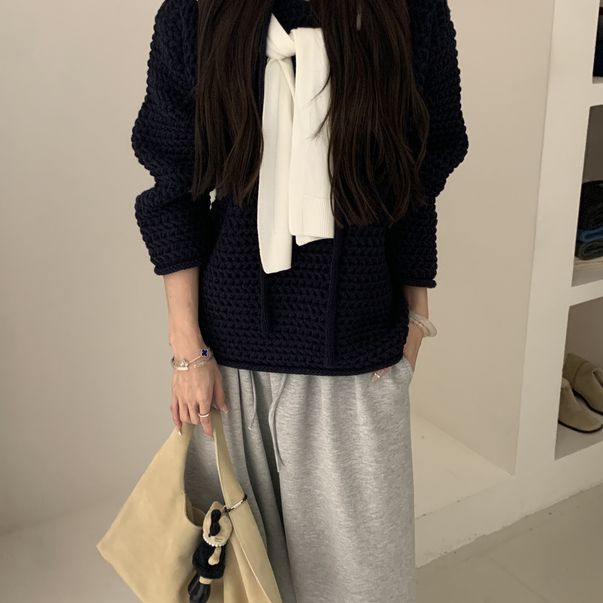 at ease-秋上新韩版粗线连帽时尚针织衫z1113