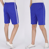 新品 宽松男女学生校服裤 校裤 宝蓝色运动五分裤 子两道杠 短裤 夏季