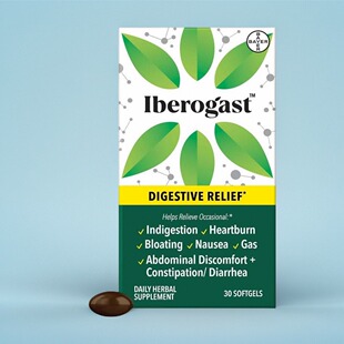 美国成人舒缓胃部Iberogast Softgels, Herbal Relief 30粒