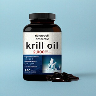 美国Krill Oil 南极磷虾油2000毫克高含量成人虾青素 Astaxanthin