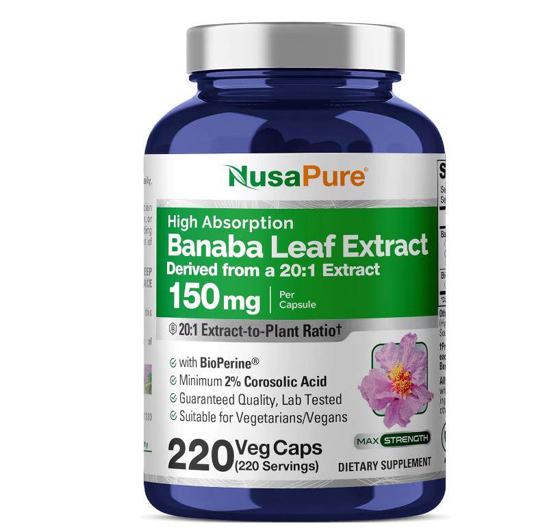 现货美国香蕉叶胶囊Banaba Leaf成人 血糖健康控糖NusaPure 220粒