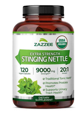 Zazzee Stinging Nettle 20:1高含量120粒刺荨麻浓缩型成人保健