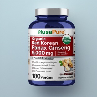 美国成人红参胶囊NusaPure Red Korean Ginseng 健康保健体力疲劳