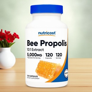 美成人高浓缩蜂胶提取Nutricost10:1家人免疫力Bee Propolis120粒