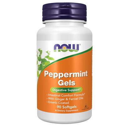 NOW Foods  Peppermint Gels薄荷油胶囊成人肠胃保健+生姜90粒