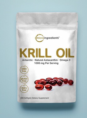 美国代成人磷虾油胶囊Krill Oil 心血管年轻Omega-3 虾青素300粒