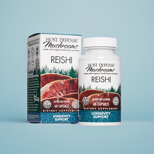 美国代Reishi 成人灵芝胶囊蘑菇家人免疫健康60粒Host Defense