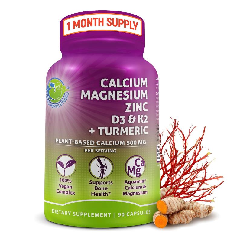 美国成人关节骨骼保健钙镁锌+姜黄Calcium Magnesium Zinc D3 K2图片