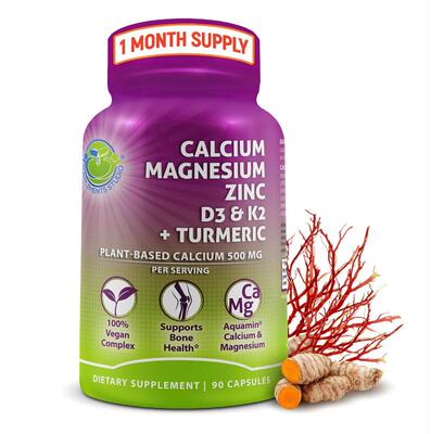 美国成人关节骨骼保健钙镁锌+姜黄Calcium Magnesium Zinc D3 K2