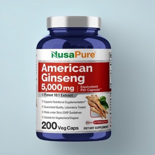 美国成人西洋参胶囊American Ginseng 5000mg家人免疫健康保健