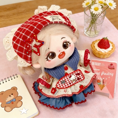 20cm苹果衣服茶派娃衣可爱站姿套装棉花娃娃公仔玩偶着替换装红色