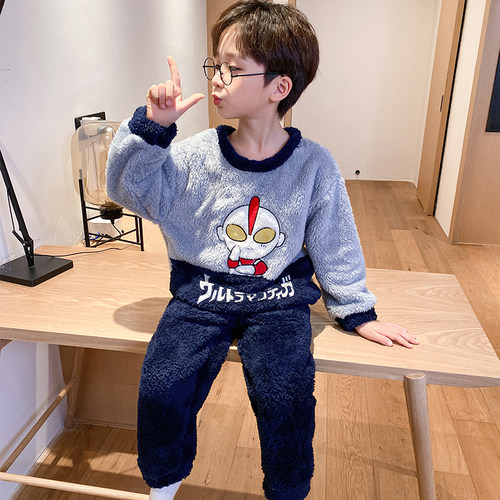 男童奥特曼冬天卡通睡衣