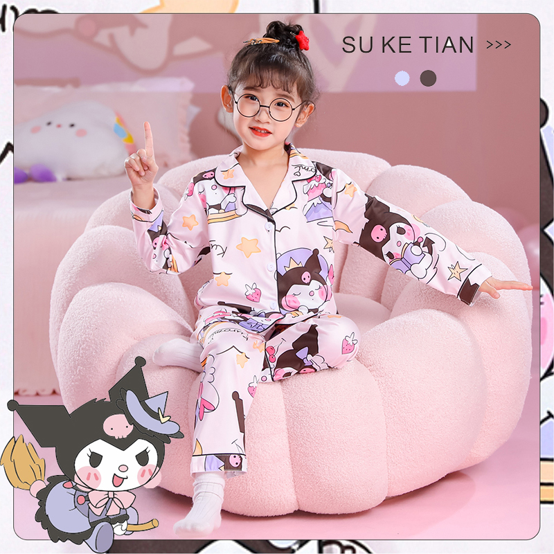 女童卡通春秋翻领睡衣