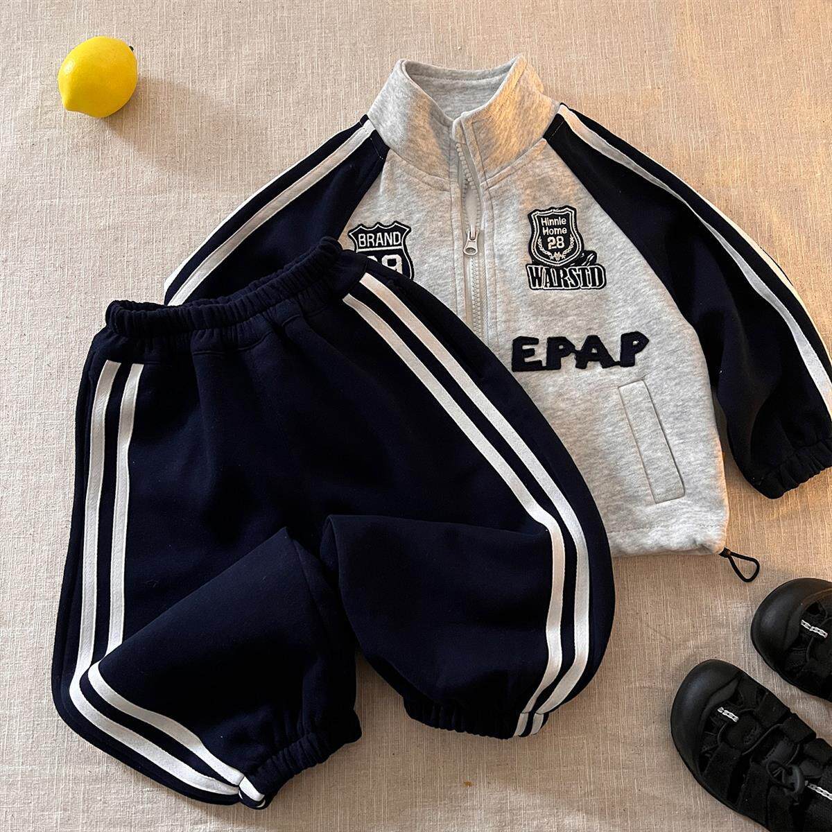 韩版儿童套装春季男2026新款早春小孩衣服男宝卫衣外套运动两件套